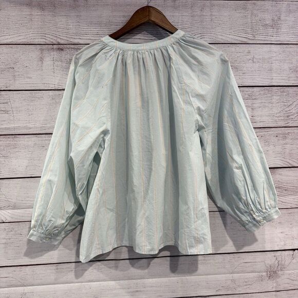 Levi’s Lainey Stripe Cotton Blouse Size Large Button Front Up Shirt Top Casual - Picture 8 of 10